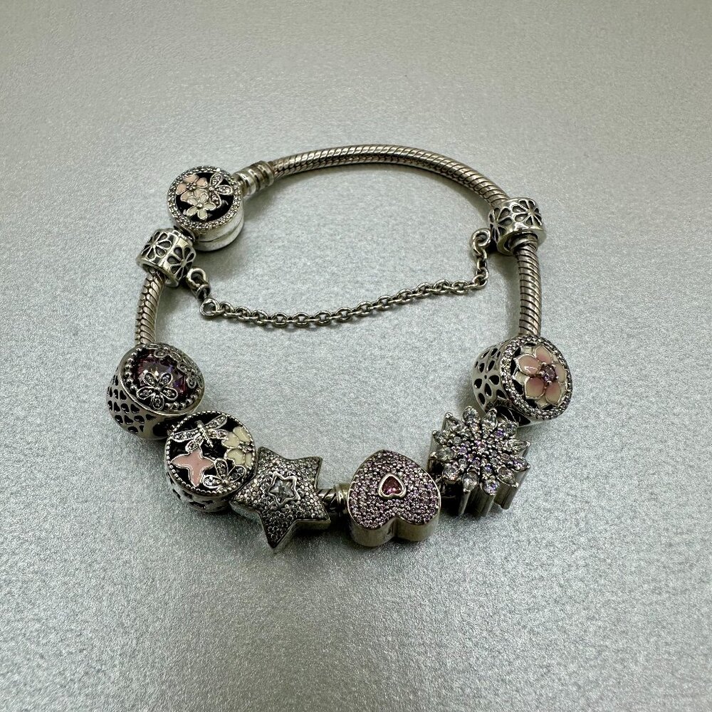 Authentic Pandora 6 Charm Bracelet in 925 Sterling Silver